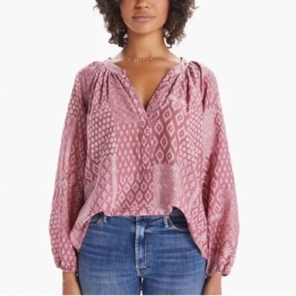 Xirena Chloe Patchwork Print Cotton/Silk Blouse